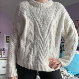 women’s white knit sweater